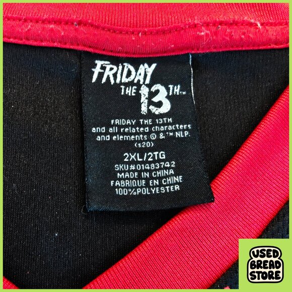 Friday the 13th Jason Voorhees Hockey Jersey Shirt 2XL Black Red Horror Blood - Picture 7 of 7